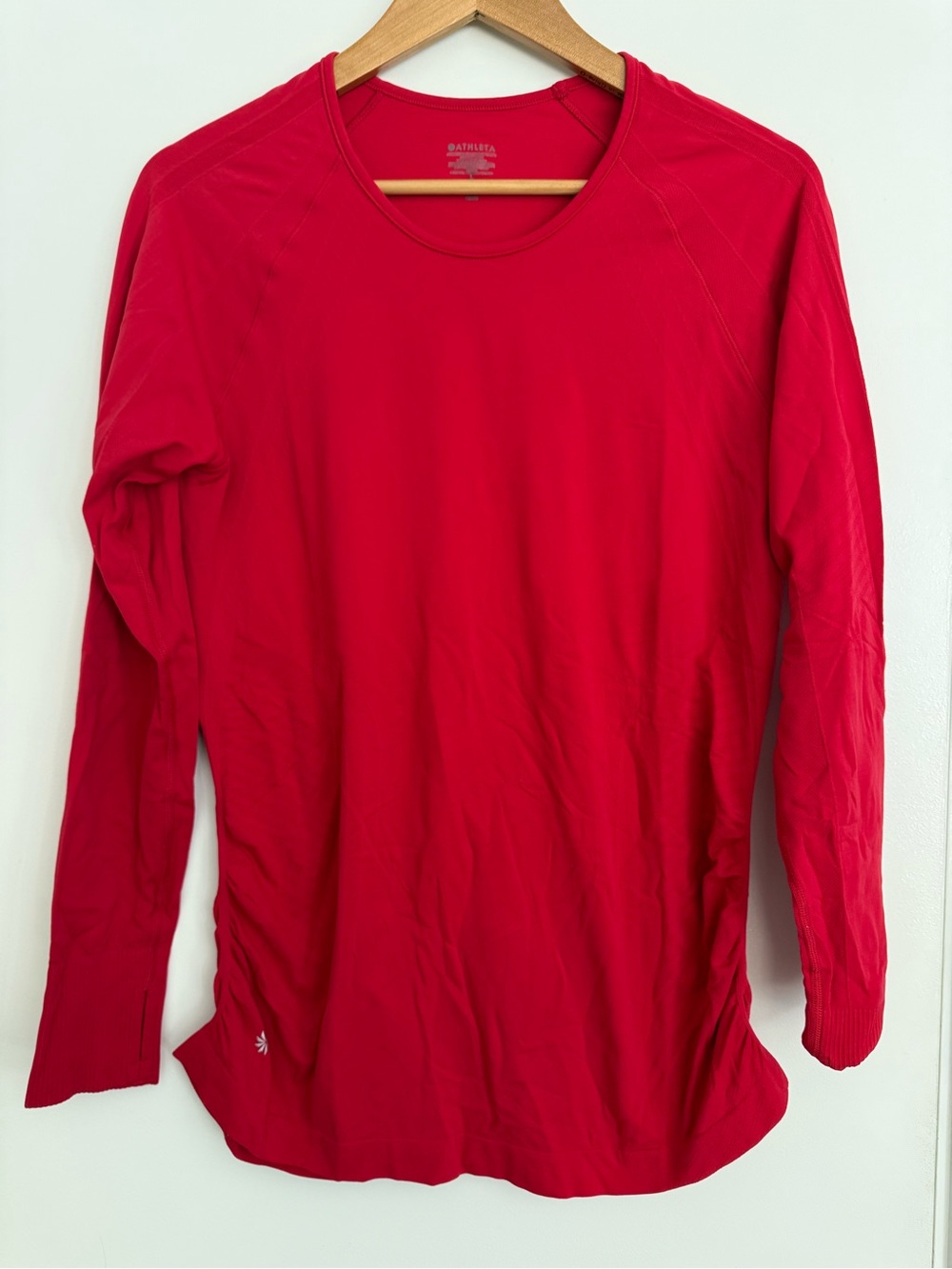 Athleta Red Long Sleeve Crew Athletic Top